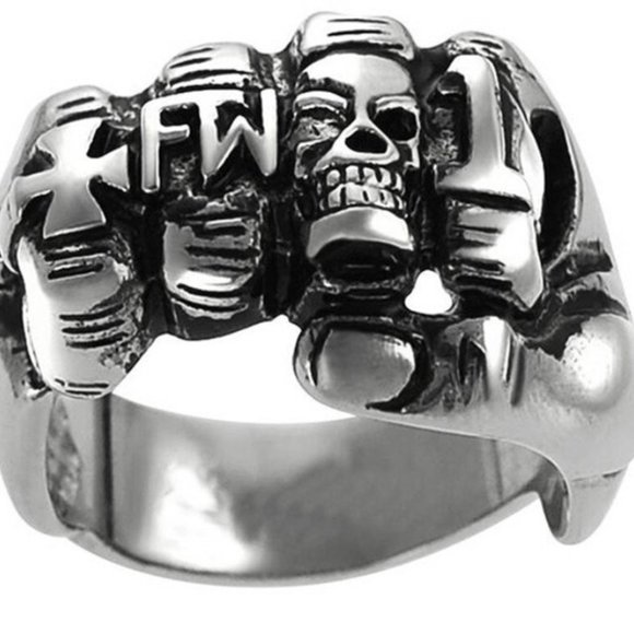 FTW Stainless steel Biker ring. For The Win Size 8 - Picture 1 of 8